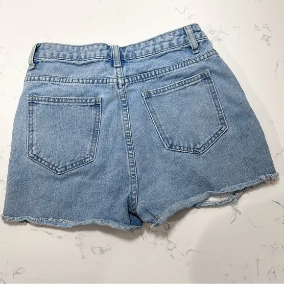 ❥𝗦𝗛𝗘𝗜𝗡: Teen Girls Ripped Raw Hem Denim Shorts - Picture 5 of 7